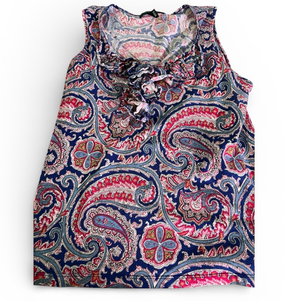 Lauren Ralph Lauren Colorful Paisley Sleeves blouse - Red and Blue Petite Medium